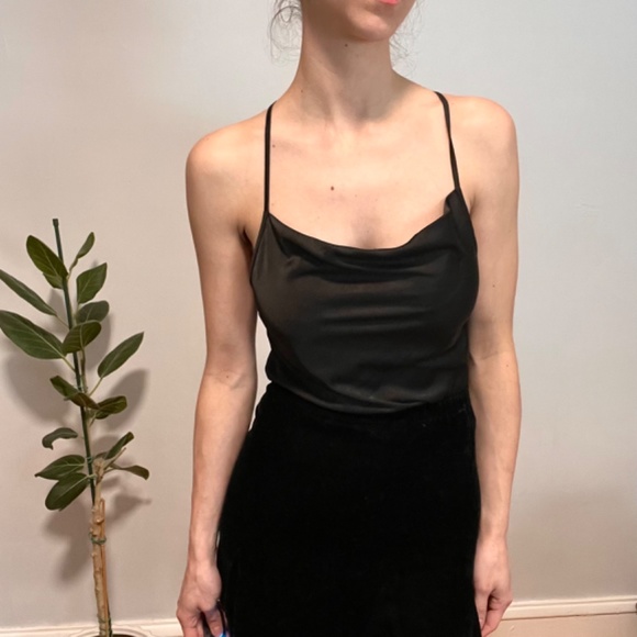 AKIRA Tops - Akira Black Cowl Neck Camisole Spaghetti Strap Top S